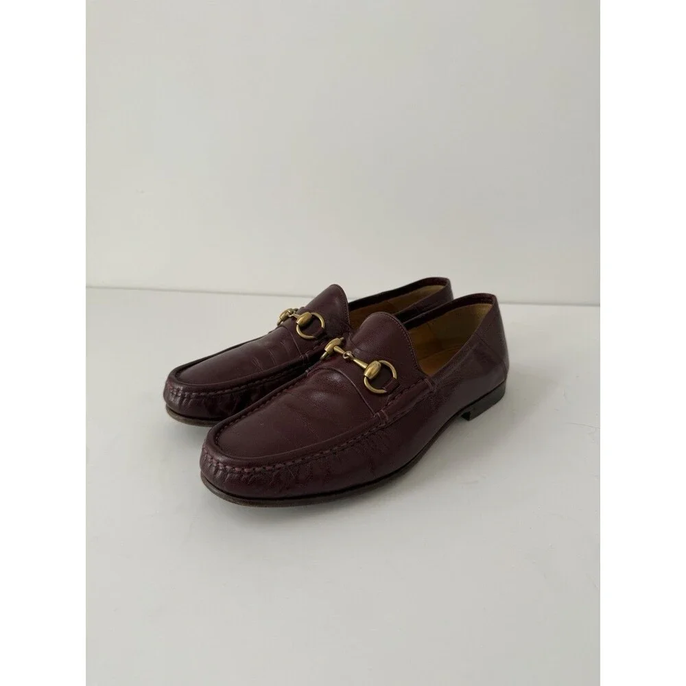 Gucci Quentin Bordeaux Leather Horsebit Loafers - IT 7.5  (US 8)